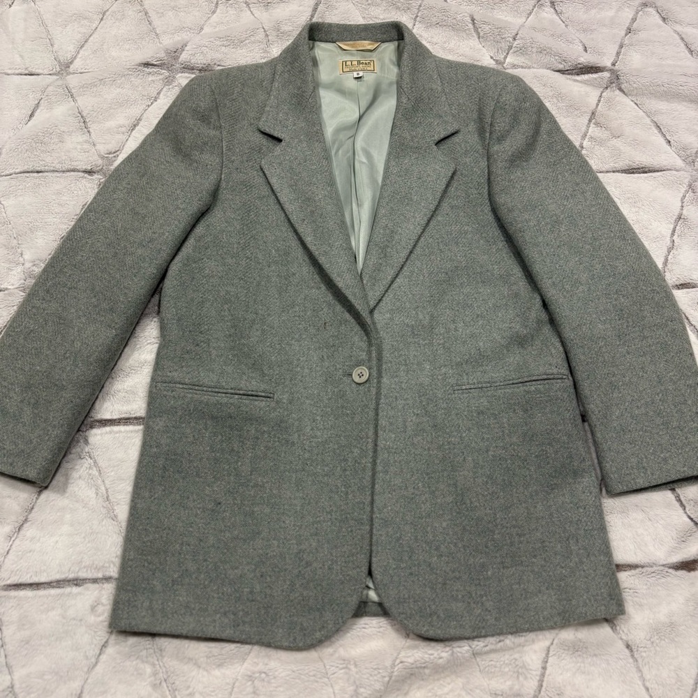 L.L. Bean Jacket Blazer Women’s Size 8R Wool Coat Vintage USA Blue Preppy